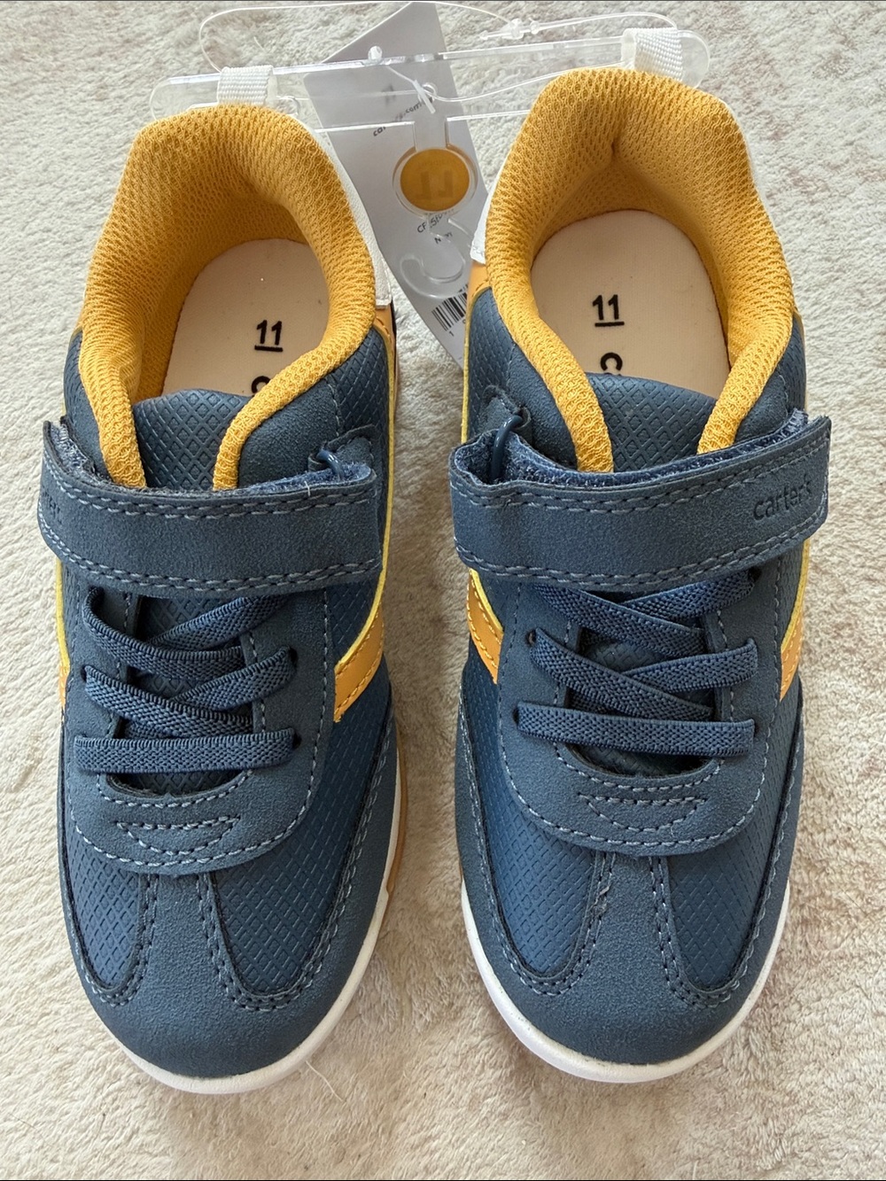 Carter's Navy and Yellow Velcro Kids Sneakers